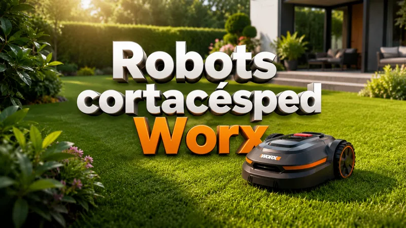 Robots cortacésped Worx trabajando en un jardín con césped cuidado