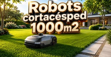Robot cortacésped 1000m2 trabajando en un jardín grande