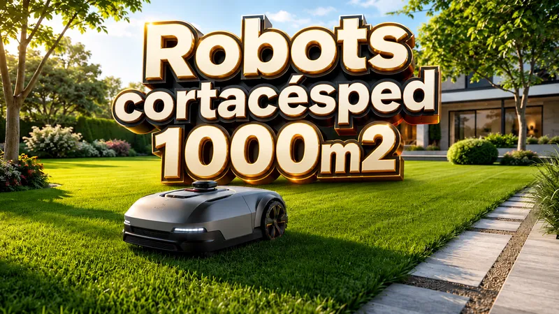 Robot cortacésped 1000m2 trabajando en un jardín grande